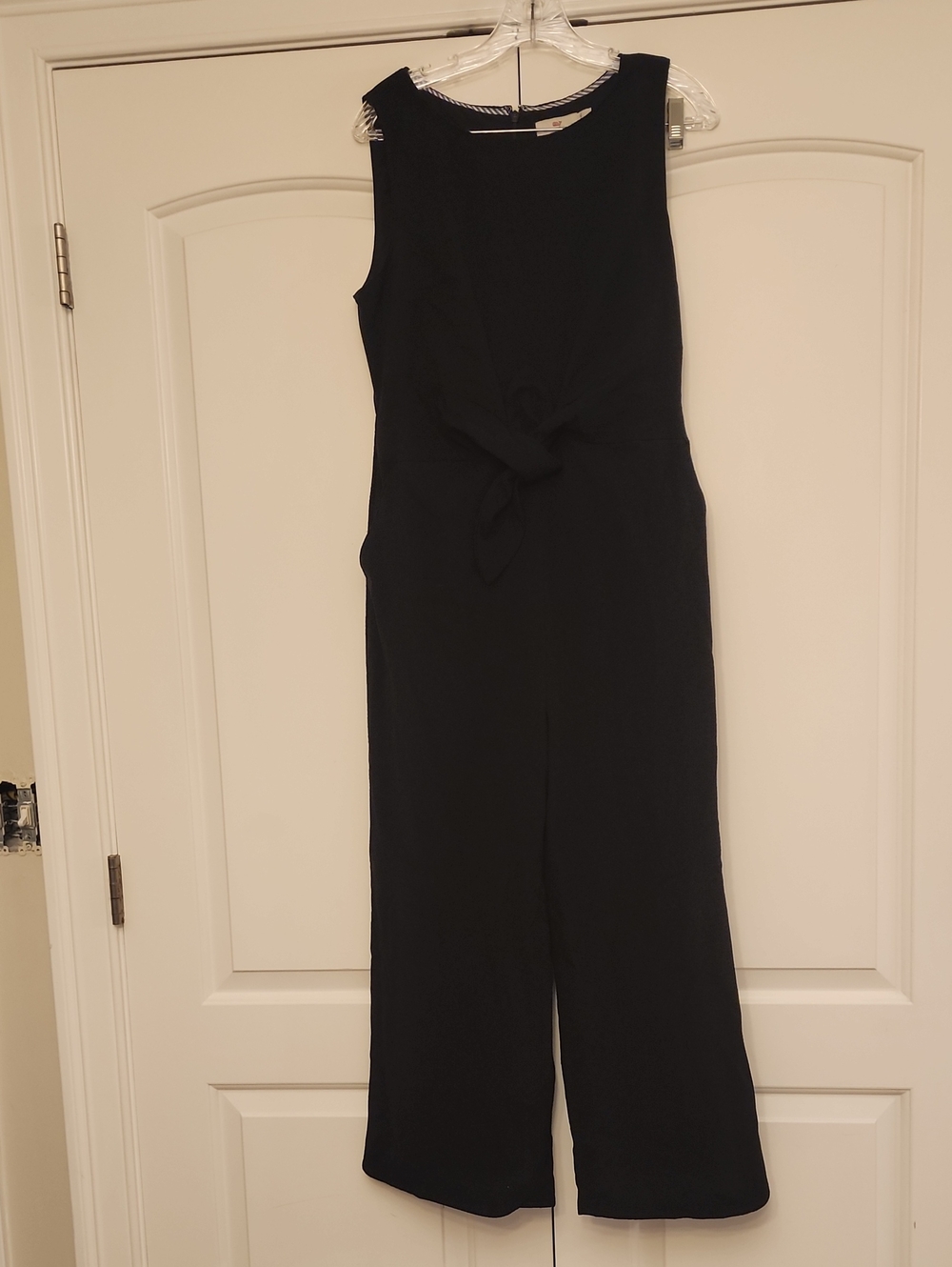 Vineyard Vines Black Sleeveless Tie-Front Wide-Leg Jumpsuit